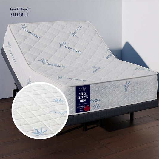 SleepWell Super Sleeper Firm bamboo mattress on adjustable base