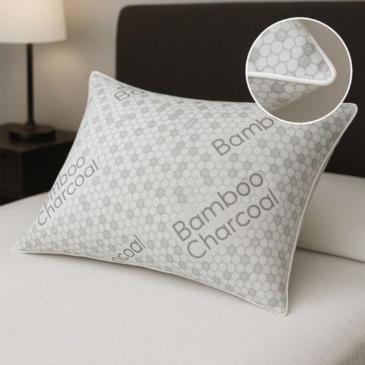 Health Comfort Bamboo Charcoal Infused Pillow, close-up view of textured fabric pattern