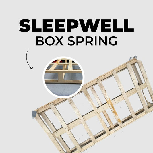 SleepWell box spring wooden frame construction close-up