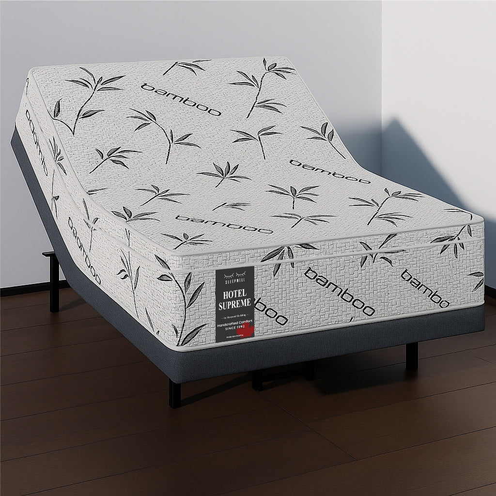 SleepWell Hotel Supreme bamboo mattress on adjustable bed base