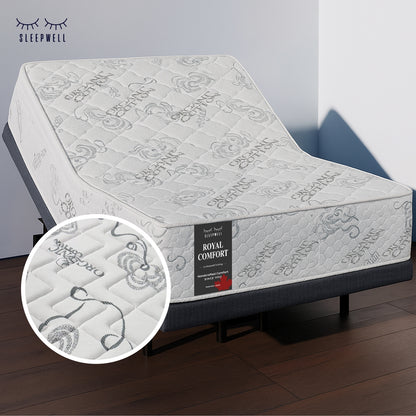 SleepWell Royal Comfort organic cotton mattress on adjustable base