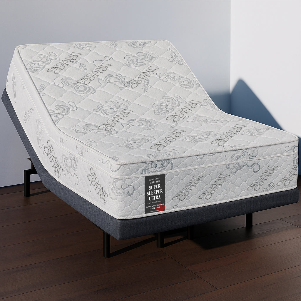SleepWell Super Sleeper Ultra organic cotton mattress on adjustable base – Winnipeg