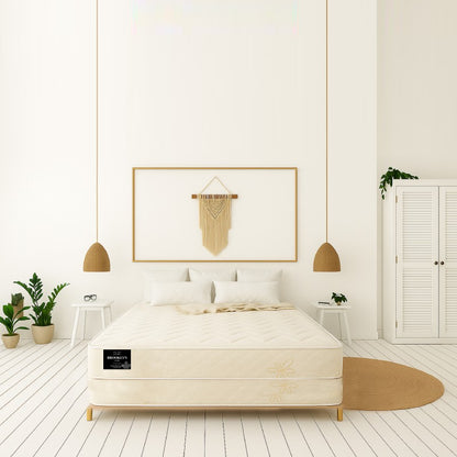 Brooklyn Luxe medium firm mattress in bright boho-style bedroom - buy in Winnipeg