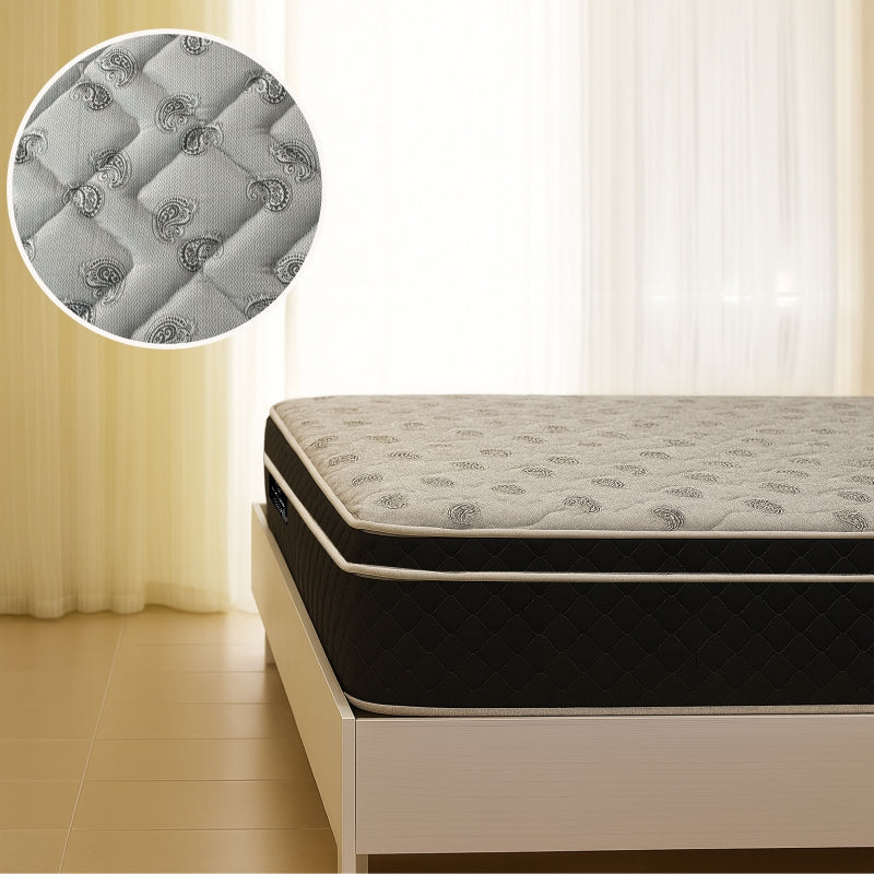 Lancaster mattress with paisley quilted top on platform bed - buy best bed mattress in Winnipeg