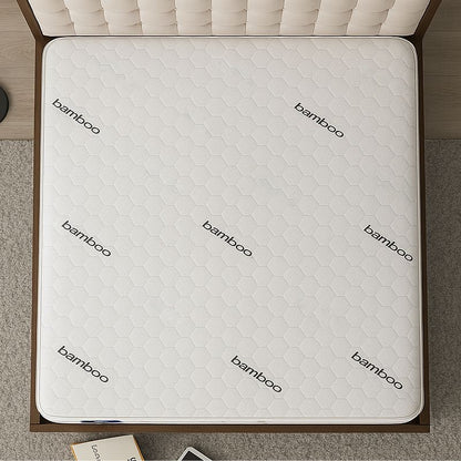 SleepWell Plush Firm bamboo mattress top view on wooden frame
