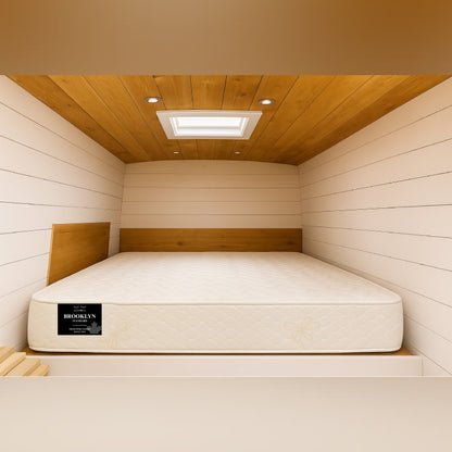 Brooklyn Standard mattress in cozy wood-paneled RV bedroom nook - buy in Winnipeg
