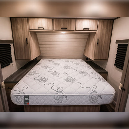 SleepWell Royal Comfort organic cotton mattress fitted in RV camper interior