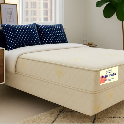 Rest Easy mattress by SleepWell close-up view in cream bedroom