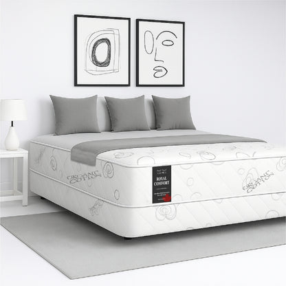 SleepWell Royal Comfort organic cotton mattress side view in minimal bedroom