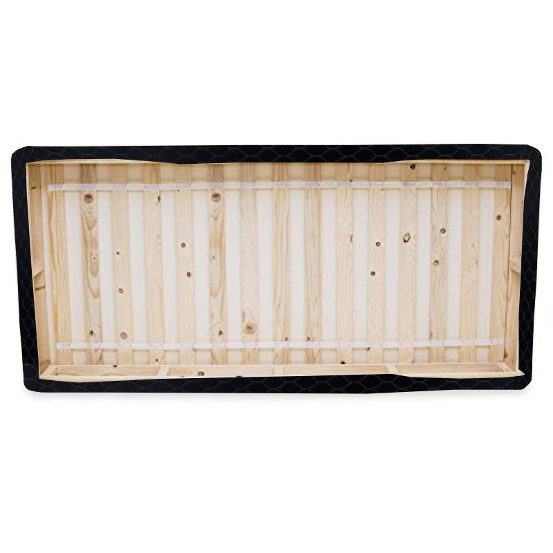 Underside view of box spring showing wooden slat frame construction – SleepWell