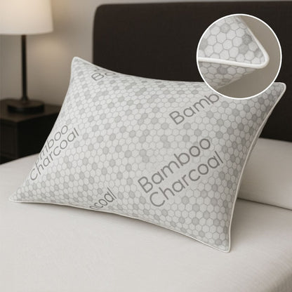 Health Comfort Bamboo Charcoal Infused Pillow, close-up view of textured fabric pattern