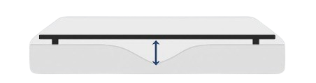 Illustration showing mattress sagging depth indicator with measurement arrow