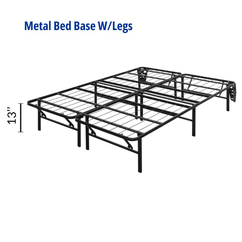 Metal bed base with legs, 13 inch height, folding frame product diagram