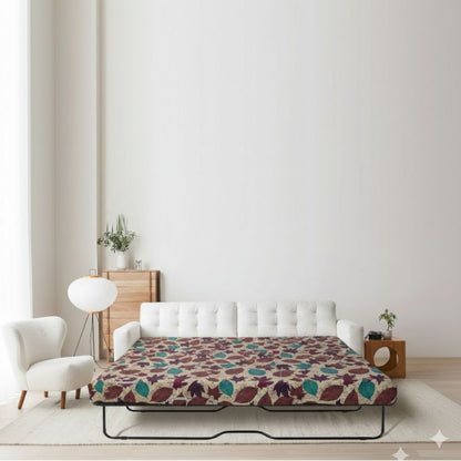 Slim 4-inch foam Hide-A-Bed mattress on an open folding sofa bed, in a living room setting – SleepWell